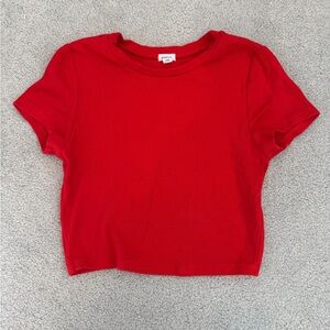 Garage Cropped Ribbed Red Top